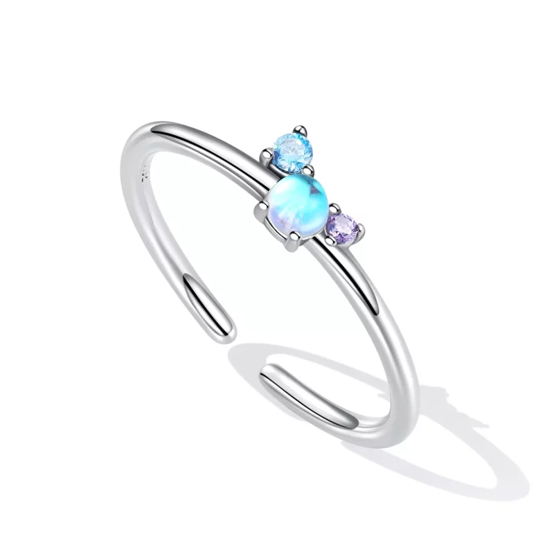 (afbeelding voor) Pandora Style Kleurrijke Maansteen Open Ring - SCR824 - Bekijken 5