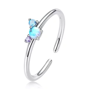 Pandora Style Kleurrijke Maansteen Open Ring - SCR824 (afbeelding voor) Pandora Style Kleurrijke Maansteen Open Ring - SCR824