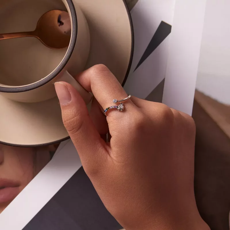 (afbeelding voor) Pandora Style Kleurrijke Zirkonium Lieveheersbeestje Open Ring - SCR785 - Bekijken 5