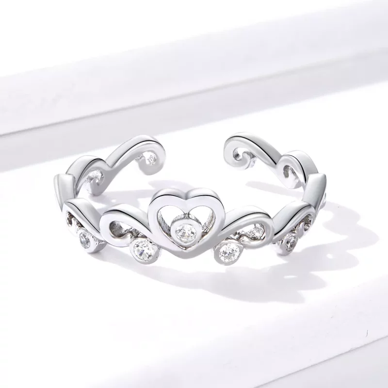 (afbeelding voor) Pandora Style Kroon Zilver Open Ring - BSR105 - Bekijken 2