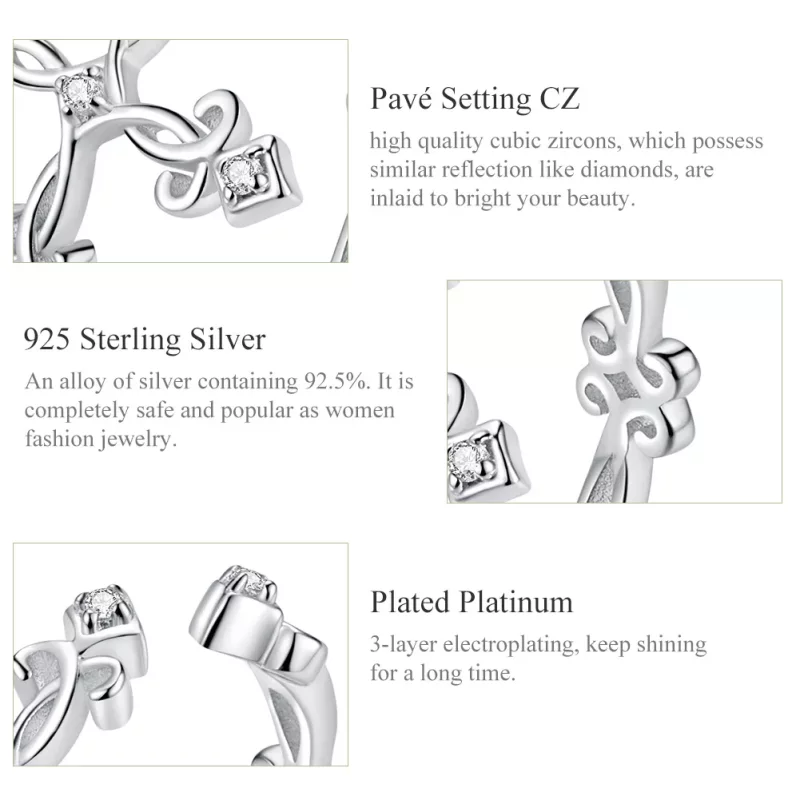 (afbeelding voor) Pandora Style Kruis Open Ring - BSR041 - Bekijken 3