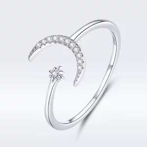 Pandora Style Maan en ster Open Ring - SCR569 (afbeelding voor) Pandora Style Maan en ster Open Ring - SCR569