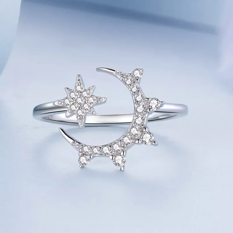 (afbeelding voor) Pandora Style Maan en sterren Open Ring - BSR300 - Bekijken 3