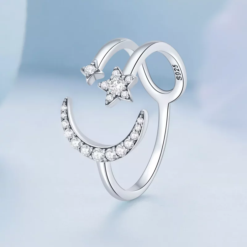 (afbeelding voor) Pandora Style Maan en sterren Open Ring - BSR305 - Bekijken 2