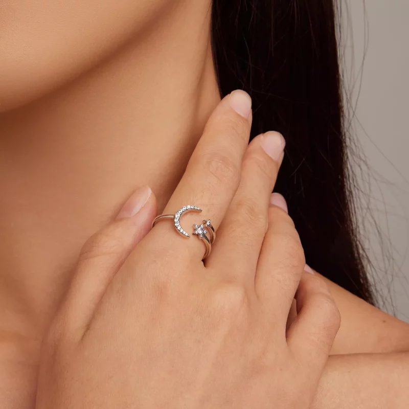 (afbeelding voor) Pandora Style Maan en sterren Open Ring - BSR305 - Bekijken 4