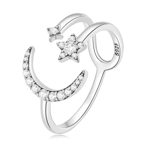 (afbeelding voor) Pandora Style Maan en sterren Open Ring - BSR305