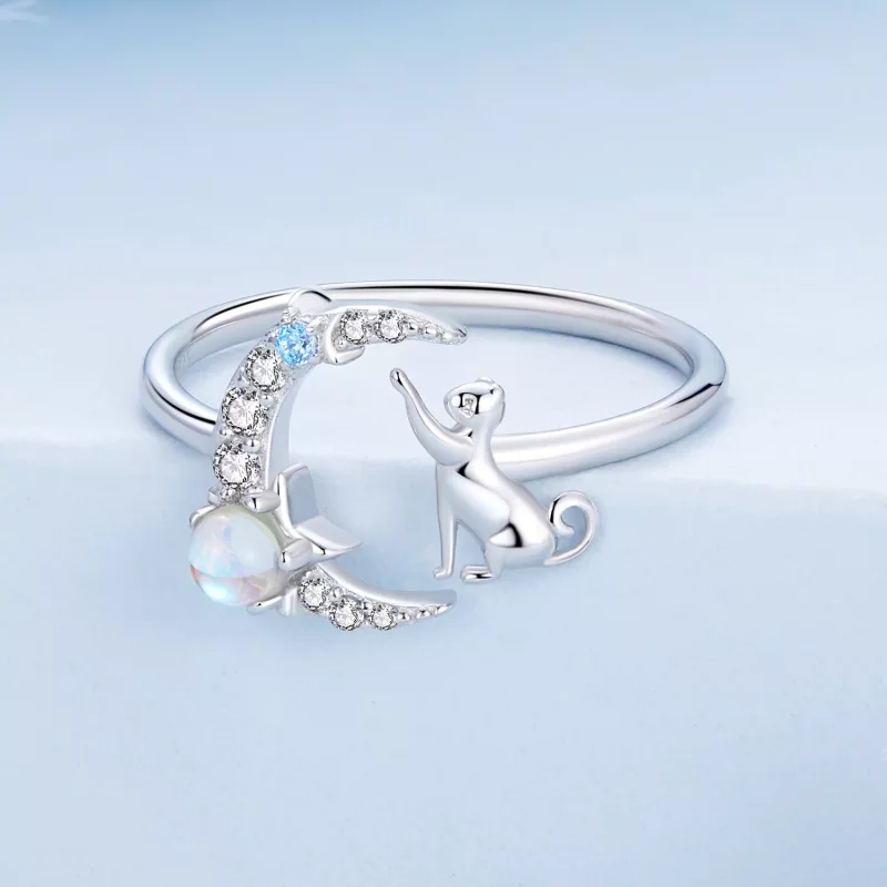 (afbeelding voor) Pandora Style Maan Kat Open Ring - BSR315 - Bekijken 3