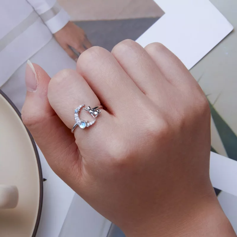 (afbeelding voor) Pandora Style Maan Kat Open Ring - BSR315 - Bekijken 6