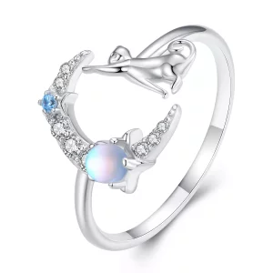 (afbeelding voor) Pandora Style Maan Kat Open Ring - BSR315