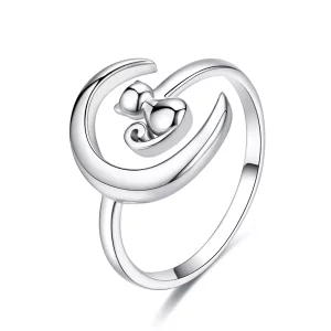 Pandora Style Maan & Kat Open Ring - SCR451 (afbeelding voor) Pandora Style Maan & Kat Open Ring - SCR451