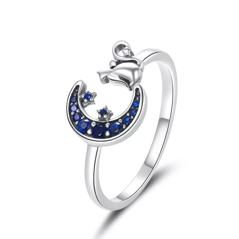 (afbeelding voor) Pandora Style Maan & Kat Open Ring - SCR677