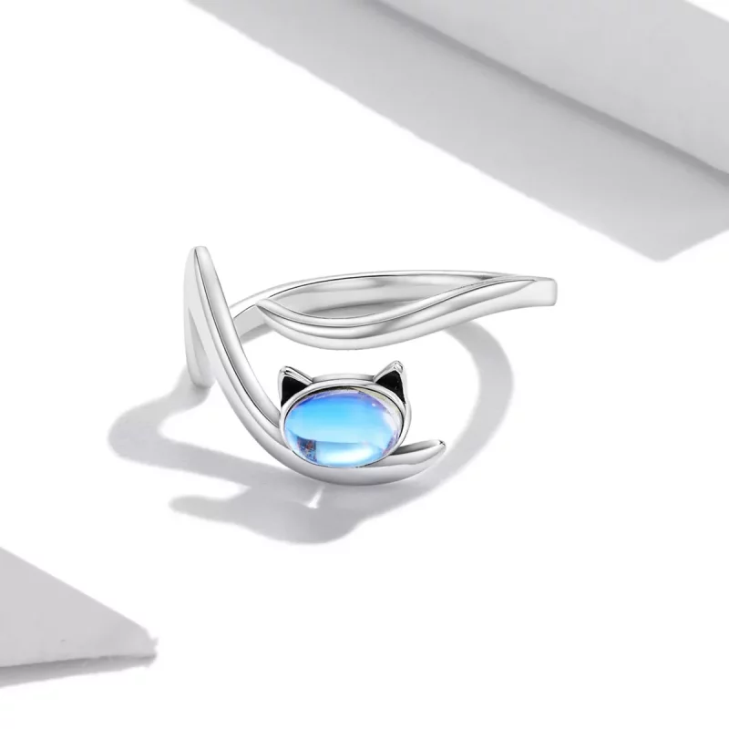 (afbeelding voor) Pandora Style Maansteen Kat Open Ring - SCR783 - Bekijken 3