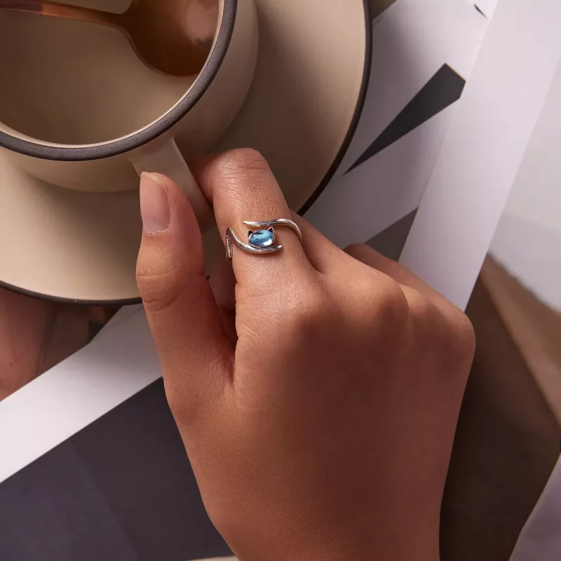 (afbeelding voor) Pandora Style Maansteen Kat Open Ring - SCR783 - Bekijken 5