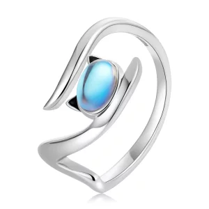 Pandora Style Maansteen Kat Open Ring - SCR783 (afbeelding voor) Pandora Style Maansteen Kat Open Ring - SCR783