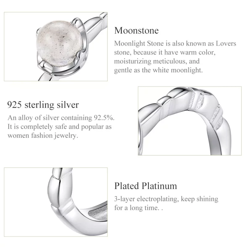 (afbeelding voor) Pandora Style Maansteen Open Ring - SCR536 - Bekijken 3
