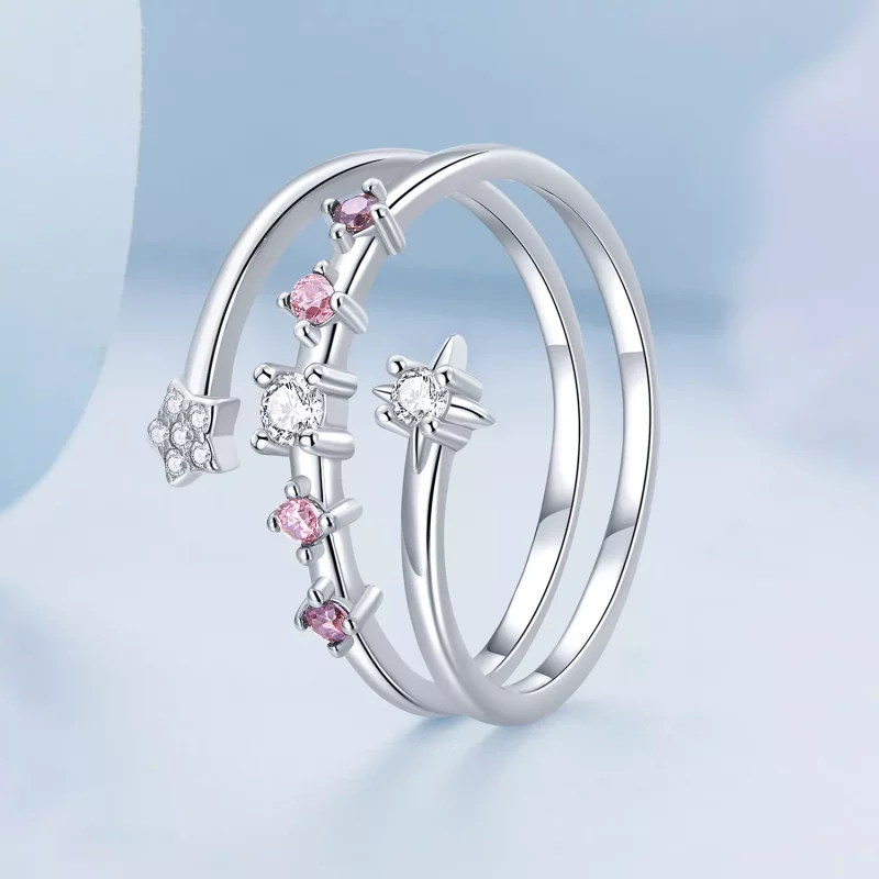 (afbeelding voor) Pandora Style Meerlaagse sterren Open Ring - BSR310 - Bekijken 2