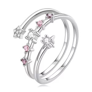 Pandora Style Meerlaagse sterren Open Ring - BSR310 (afbeelding voor) Pandora Style Meerlaagse sterren Open Ring - BSR310