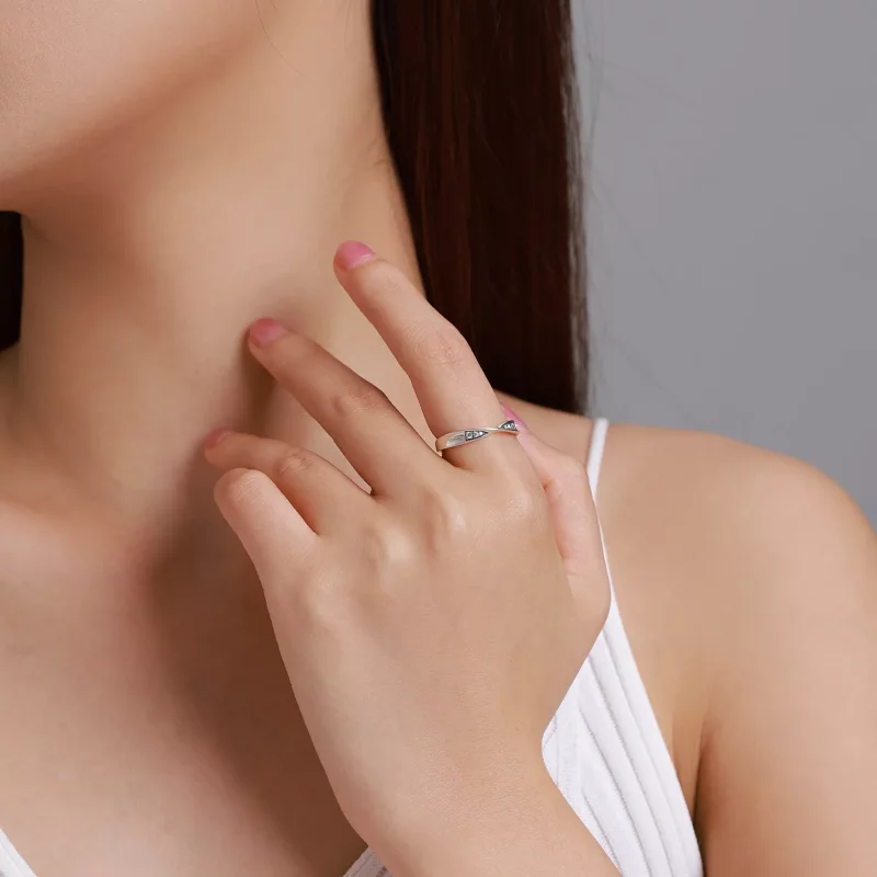 (afbeelding voor) Pandora Style Mobius Ring Paar Ring - Vrouwelijk Open Ring - SCR750 - Bekijken 3
