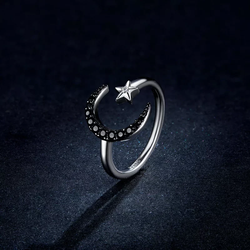 (afbeelding voor) Pandora Style Mysterieuze maan en ster Open Ring - BSR137 - Bekijken 5