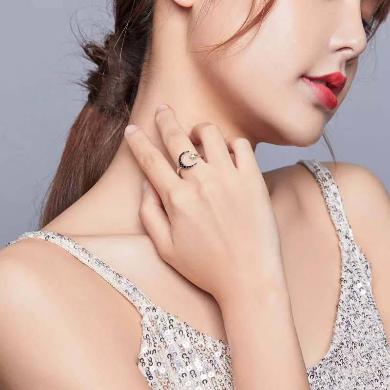 (afbeelding voor) Pandora Style Mysterieuze maan en ster Open Ring - BSR137 - Bekijken 6