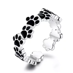 Pandora Style Ontluikende pootafdruk Open Ring - SCR603 (afbeelding voor) Pandora Style Ontluikende pootafdruk Open Ring - SCR603