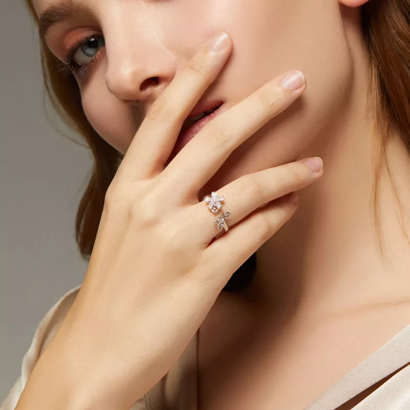 (afbeelding voor) Pandora Style Oogverblindende Daisy Open Ring - BSR086 - Bekijken 6