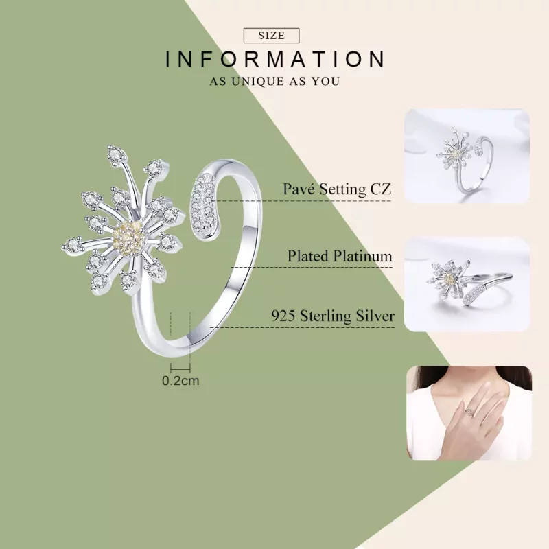 (afbeelding voor) Pandora Style Paardebloem liefde Open Ring - SCR471 - Bekijken 3