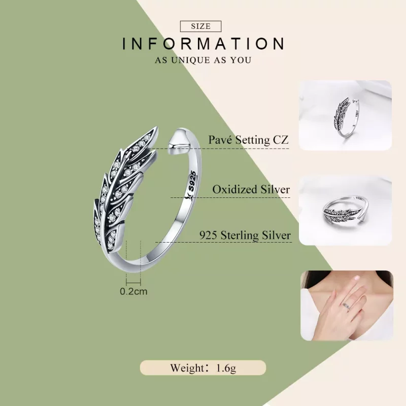 (afbeelding voor) Pandora Style Prachtige bladeren Open Ring - SCR313 - Bekijken 4