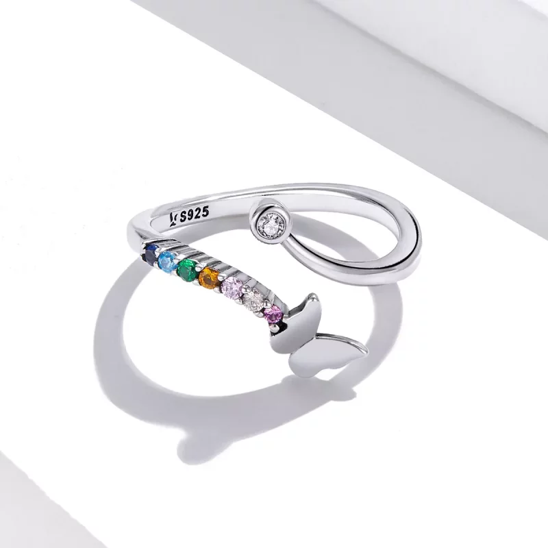 (afbeelding voor) Pandora Style Regenboogvlinder Open Ring - SCR730 - Bekijken 3