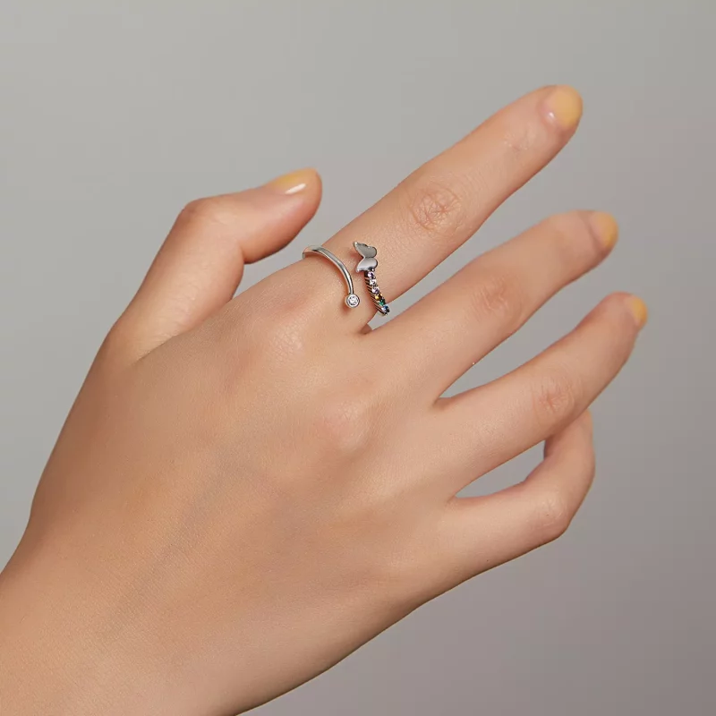 (afbeelding voor) Pandora Style Regenboogvlinder Open Ring - SCR730 - Bekijken 5