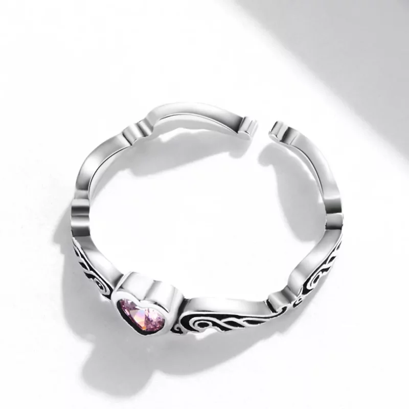 (afbeelding voor) Pandora Style Retro Patroon - Hart Open Ring - SCR766 - Bekijken 4