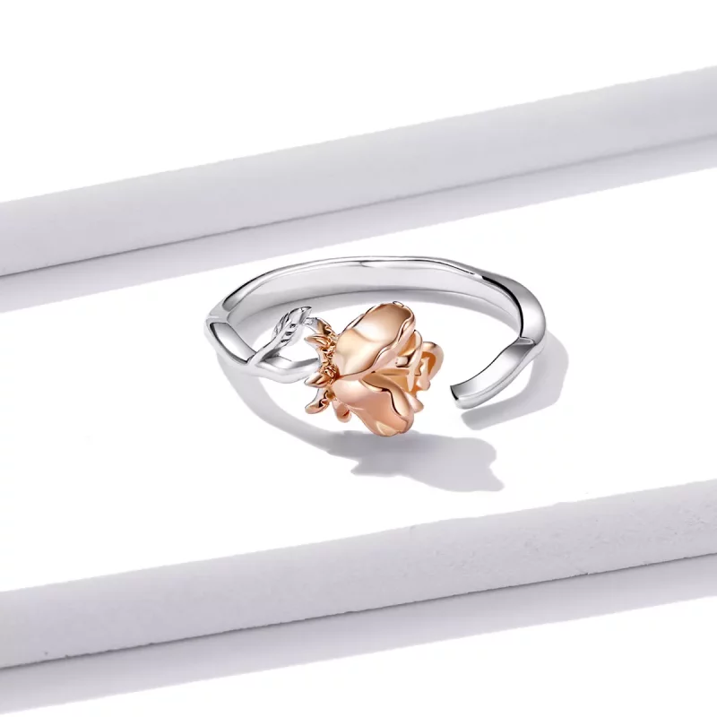 (afbeelding voor) Pandora Style Rose gouden bloem Open Ring - BSR134 - Bekijken 3