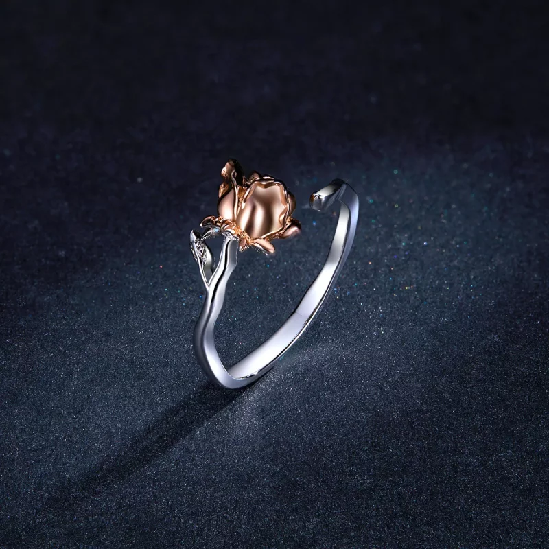 (afbeelding voor) Pandora Style Rose gouden bloem Open Ring - BSR134 - Bekijken 5