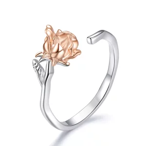 (afbeelding voor) Pandora Style Rose gouden bloem Open Ring - BSR134
