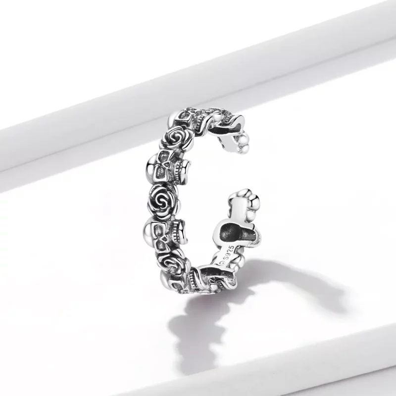 (afbeelding voor) Pandora Style Rose Schedel Open Ring - BSR218 - Bekijken 2