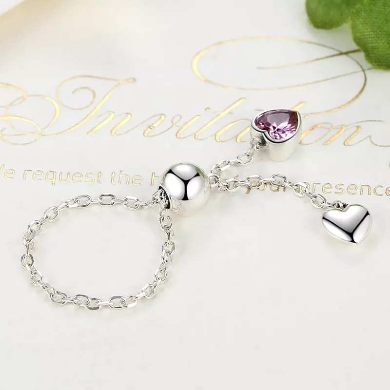 (afbeelding voor) Pandora Style Roze Hart Ring - SCR015 - Bekijken 4