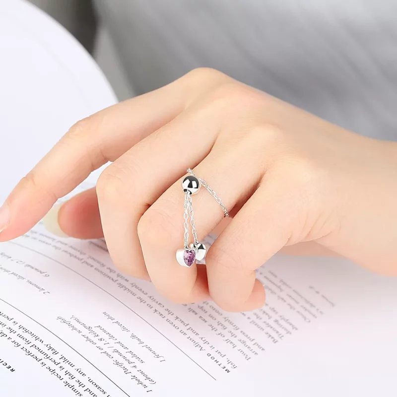 (afbeelding voor) Pandora Style Roze Hart Ring - SCR015 - Bekijken 5
