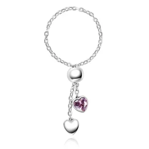 (afbeelding voor) Pandora Style Roze Hart Ring - SCR015
