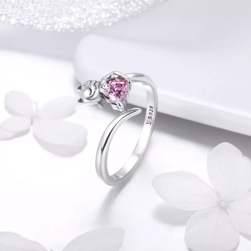 (afbeelding voor) Pandora Style Schattige kat Open Ring - SCR446 - Bekijken 2