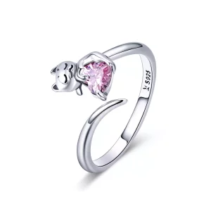 Pandora Style Schattige kat Open Ring - SCR446 (afbeelding voor) Pandora Style Schattige kat Open Ring - SCR446