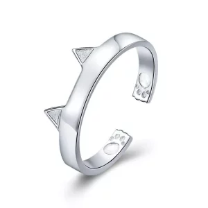 (afbeelding voor) Pandora Style Schattige kattenoren Open Ring - SCR387