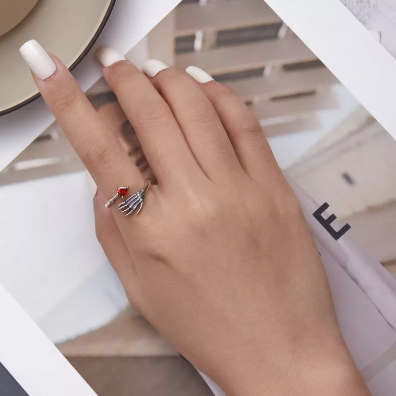 (afbeelding voor) Pandora Style Schedel Hand Open Ring - SCR876 - Bekijken 4