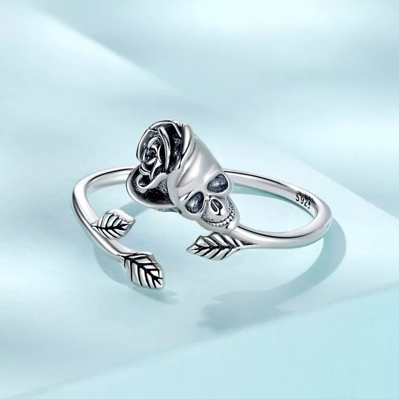 (afbeelding voor) Pandora Style Schedel Roos Open Ring - SCR879 - Bekijken 3