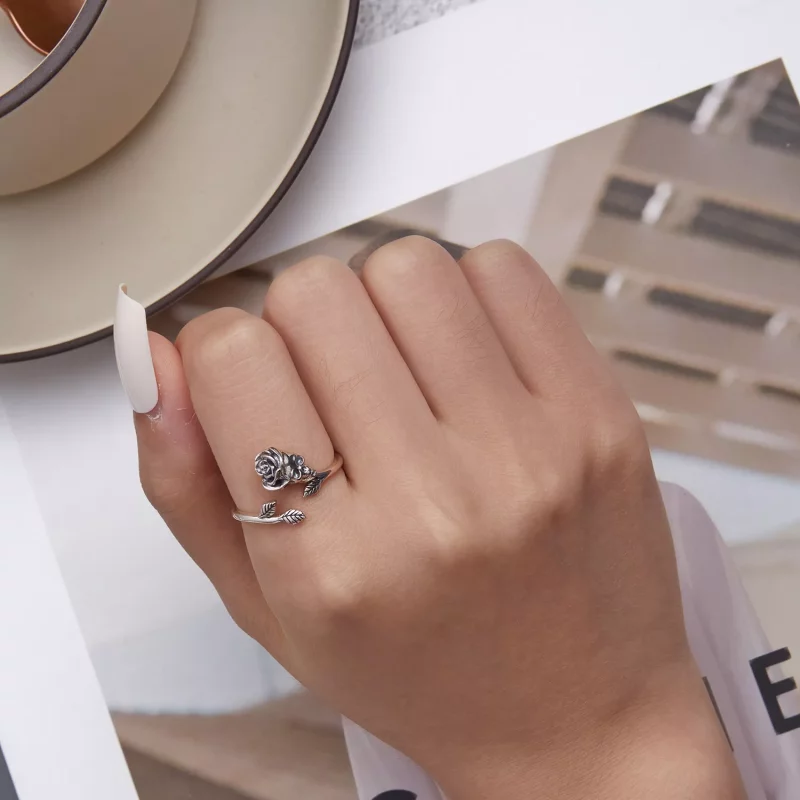(afbeelding voor) Pandora Style Schedel Roos Open Ring - SCR879 - Bekijken 6