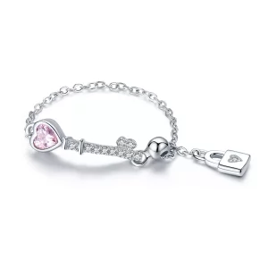 (afbeelding voor) Pandora Style Sleutel van hartslot Ring - SCR425