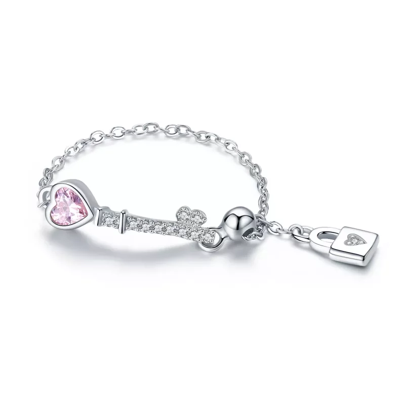 (afbeelding voor) Pandora Style Sleutel van hartslot Ring - SCR425