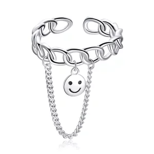 Pandora Style Smiley Open Ring - SCR702 (afbeelding voor) Pandora Style Smiley Open Ring - SCR702