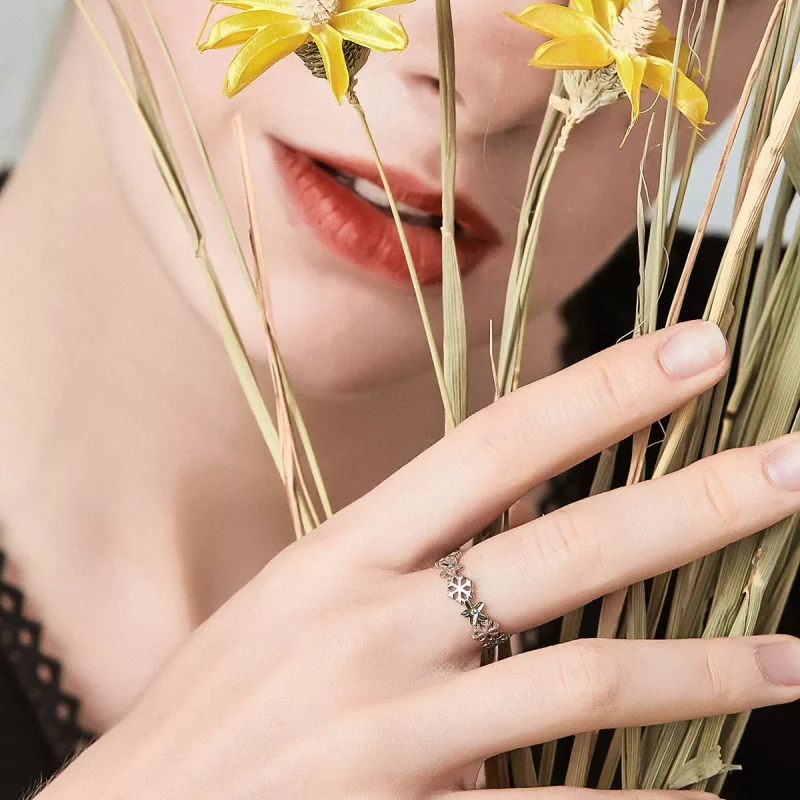(afbeelding voor) Pandora Style Sneeuwbloem Open Ring - BSR015 - Bekijken 2