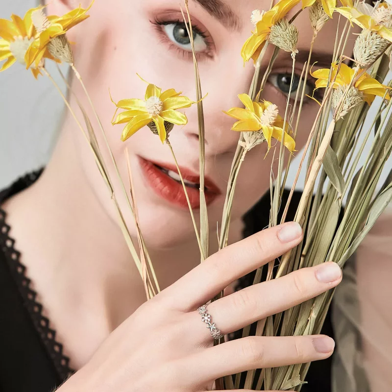 (afbeelding voor) Pandora Style Sneeuwbloem Open Ring - BSR015 - Bekijken 6