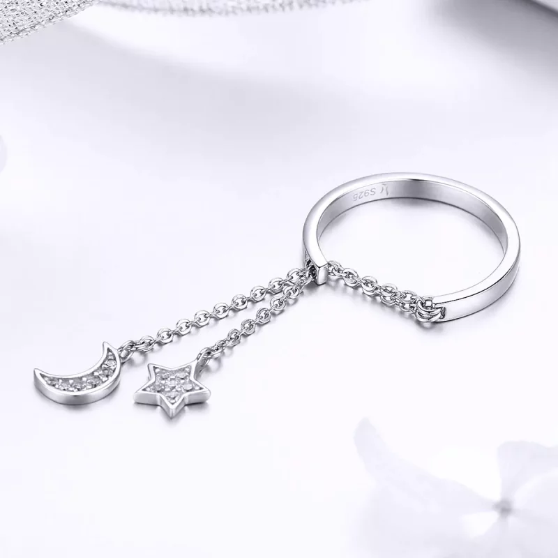 (afbeelding voor) Pandora Style Ster & Maan Open Ring - SCR407 - Bekijken 2